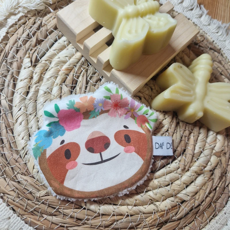 Lingette lavable visage motif animal