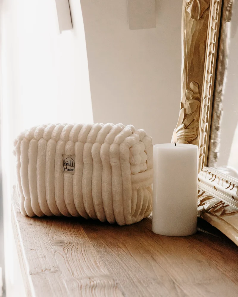 Grande trousse de toilette minky matelassé Louise - crème