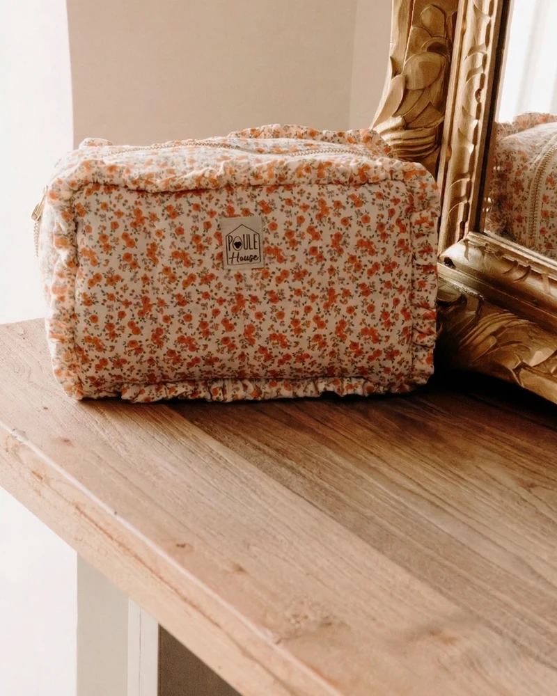 Grande trousse de toilette à froufrou Marylou - gaze liberty